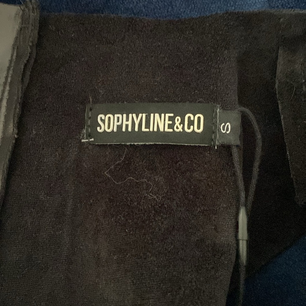 SOPHYLINE&CO Paris Faux Leather short sleeved Skater new Black Dress size small - Picture 12 of 17